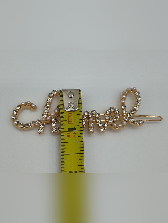 Crystal Pearl Fashion Hair Barrette Clip Script Design Gold Tone Chic main image 4